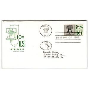 Scott #C51 1960 Let Freedom Ring Airmail 10c First Day Cover FDC Unaddressed
